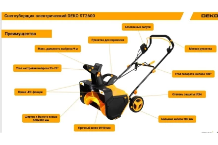 Снегоуборщик электрический ST2700R DEKO купить в Тюмени
