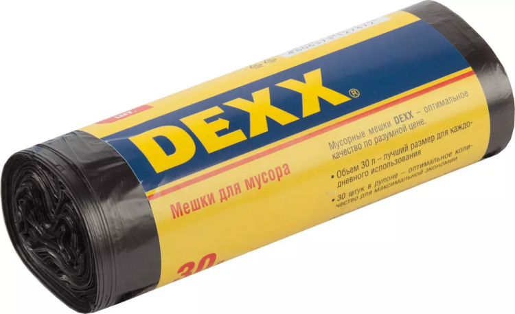 Мешки для мусора DEXX, черные, 30л, 30шт 39150-30 купить в Тюмени