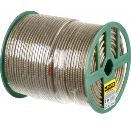 Трос стальной в полимерной оболочке, d=6,0 мм, L=150 м, STAYER Master 30410-60 30410-60 купить в Тюмени