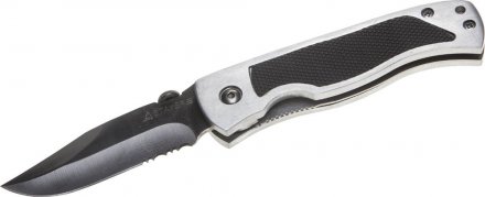 Нож STAYER складной, металлический корпус с резиновыми накладками, серрейторная заточка, большой 47617_z01 купить в Тюмени