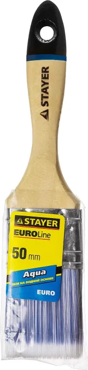 Кисть плоская STAYER "EURO", "AQUA" для воднодисперсионных и акриловых ЛКМ, искусств щетина, деревян ручка, 2"/50мм 01062-050 купить в Тюмени