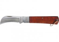 Нож складной 200 мм загнутое лезвие деревянная ручка SPARTA 78999
