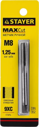 Метчик STAYER "MASTER" одинарный, для сквозных отверстий, сталь 9ХС, М8х1,25 28020-08-1.25 купить в Тюмени