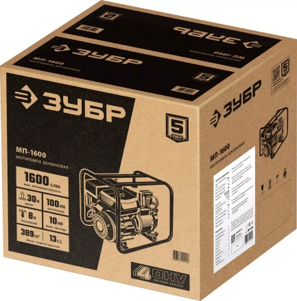 ЗУБР 1600 л/мин, мотопомпа бензиновая (МП-1600) купить в Тюмени