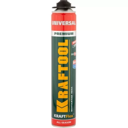 Пена &quot;PREMIUM&quot; профессиональная, монтажная, пистолетная, всесезонная, 750мл, KRAFTOOL 41182_z01 купить в Тюмени