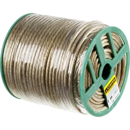 Трос стальной в полимерной оболочке, d=8,0 мм, L=100 м, STAYER Master 30410-80 30410-80 купить в Тюмени