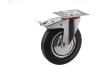 Аппаратное поворотное колесо с тормозом HITCH 160*36 резина черная SCb63 (SZ084868)