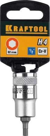 Торцовая бита-головка KRAFTOOL &quot;INDUSTRIE QUALITAT&quot;, материал S2, HEX, сатинированная, 1/2&quot;, H4 27908-04_z01 купить в Тюмени