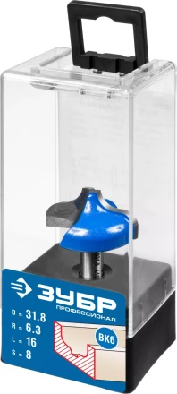 ЗУБР 31.8 x 16 мм, радиус 6.3 мм, фреза пазовая фасонная №2, Профессионал (28741-31.8) купить в Тюмени