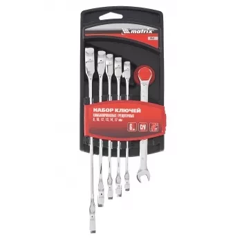 Набор ключей комбинированных трещеточных 6 штук Matrix 14511 купить в Тюмени