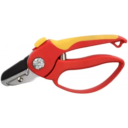 Секатор GRINDA двухкомпонентные ручки, обычный механизм, с эфесом, прямые лезвия с упорной наковальней, 205мм 8-423227_z01 купить в Тюмени