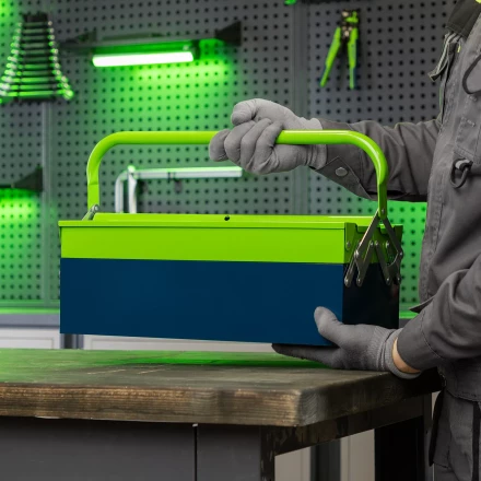 Ящик для инструмента Сибртех 90750, 430 х 200 х 160 мм, три секции, металлический купить в Тюмени