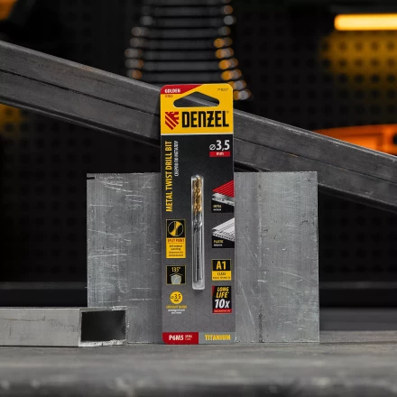 Сверло спиральное по металлу 3,5 x 70 мм, Р6М5, Golden Tip , 2шт. Denzel 718227 купить в Тюмени