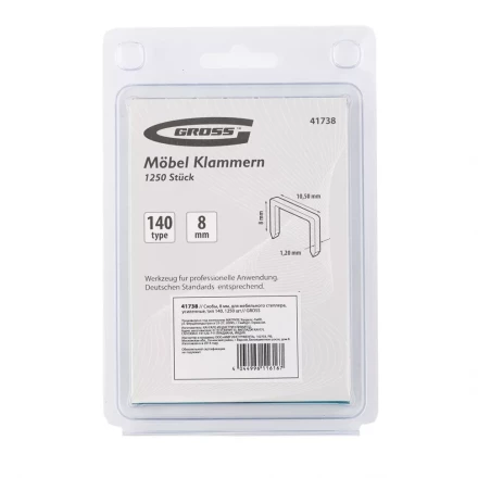 Скобы 8 мм для мебельного степлера усиленные тип 140 1250 шт GROSS 41738 купить в Тюмени