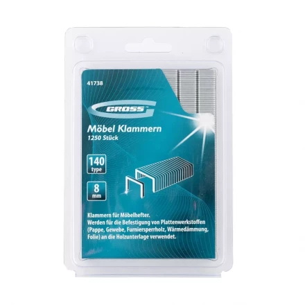 Скобы 8 мм для мебельного степлера усиленные тип 140 1250 шт GROSS 41738 купить в Тюмени