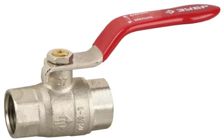 Кран ЗУБР шаровой 5/4&quot; полнопроходной &quot;мама-мама&quot;, ручка, никелированная латунь 51350-N-5/4 купить в Тюмени