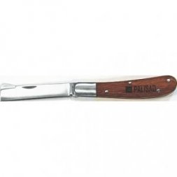 Нож садовый 173 мм складной прямое лезвие деревянная рукоятка  PALISAD