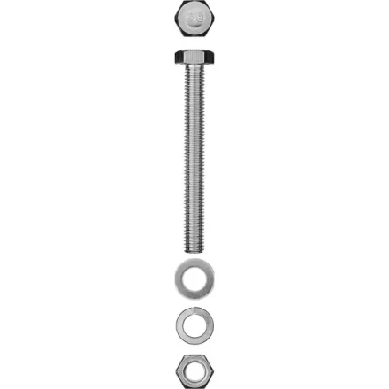 Болт (DIN933) в комплекте с гайкой (DIN934), шайбой (DIN125), шайбой пруж. (DIN127), M6 x 80 мм, 5 шт, ЗУБР 303436-06-080 купить в Тюмени