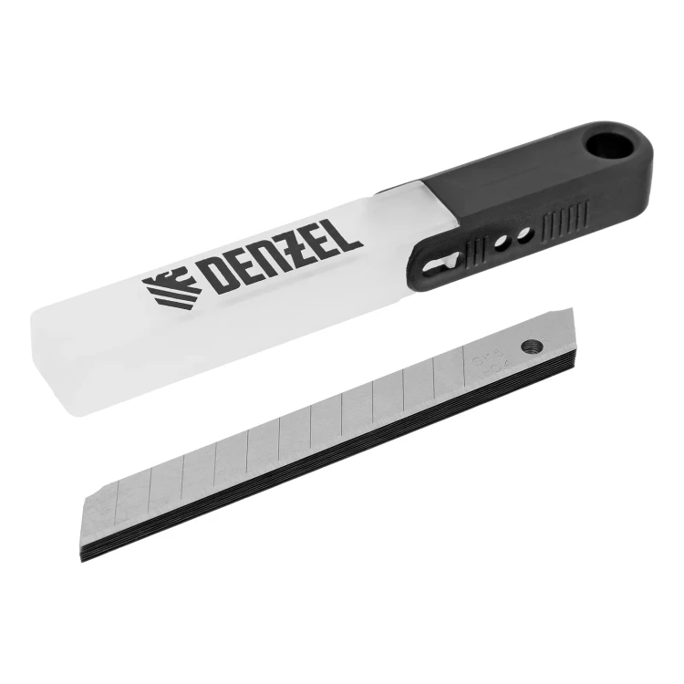 Лезвия, 9 мм, сталь SK5 - 0,4 мм, 10 штук// Denzel 79300 купить в Тюмени