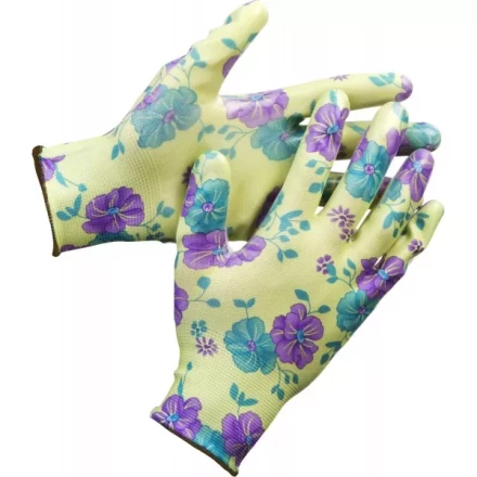 Перчатки GRINDA садовые, прозрачное нитриловое покрытие, размер S-M, зеленые 11295-S купить в Тюмени