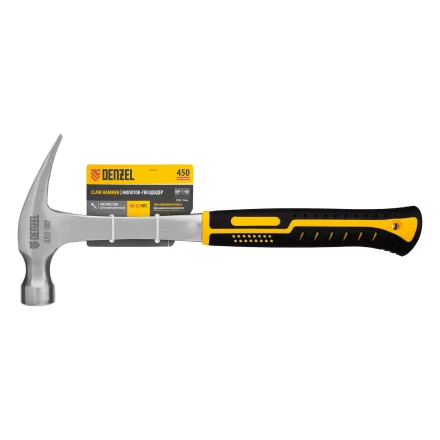 Молоток-гвоздодер 450 г Denzel, цельнометаллический, двухкомпонентная рукоятка, 10423 купить в Тюмени