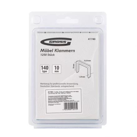 Скобы 10 мм для мебельного степлера усиленные тип 140 1250 шт GROSS 41740 купить в Тюмени