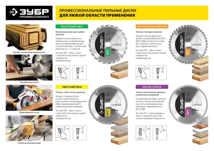 Диск пильный ЗУБР &quot;ПРОФИ&quot; &quot;Чистый рез&quot; по дереву, 60Т, 300х30мм 36852-300-30-60 купить в Тюмени