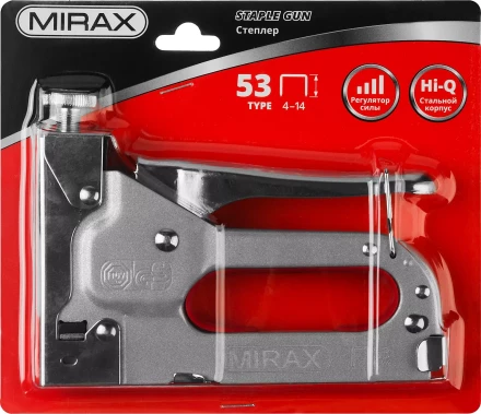 Степлер с регулировкой силы удара, металлический корпус, для тонкой скобы тип 53 (4-14 мм), MIRAX 3144 купить в Тюмени