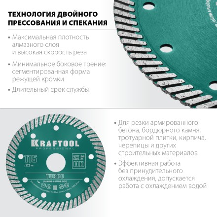 Диск алмазный отрезной для УШМ TURBO 36682-115 купить в Тюмени
