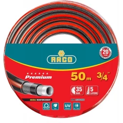 Шланг RACO "PREMIUM" поливочный, 40атм., армированный, 3-х слойный, 3/4"х50м 40300-3/4-50