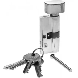 Механизм ЗУБР &quot;МАСТЕР&quot; цилиндровый, тип &quot;ключ-защелка&quot;, цвет хром, 5-PIN, 60мм 52103-60-2