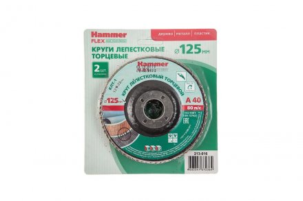 Круг Лепестковый Торцевой (КЛТ) HAMMER КЛТ 1 Ф125х22 Р40 213-016 купить в Тюмени