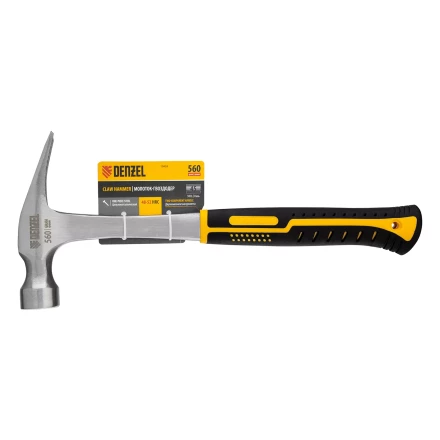 Молоток-гвоздодер 560 г Denzel 10424, цельнометаллический, двухкомпонентная рукоятка купить в Тюмени