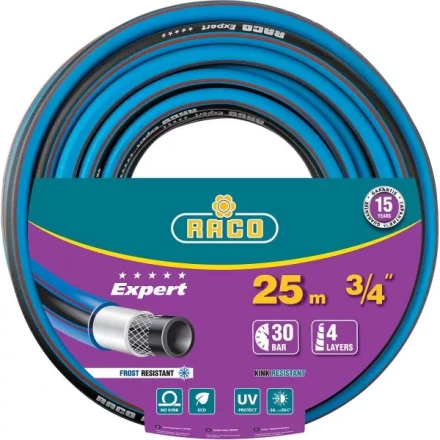 Шланг RACO EXPERT поливочный, 30атм., армированный, 4-х слойный, 3/4&quot;x25м 40302-3/4-25_z01 купить в Тюмени