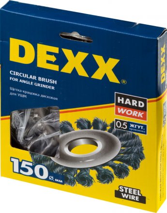 DEXX. Щетка дисковая для УШМ, жгутированная стальная проволока 0,5мм, 150ммх22мм 35100-150 купить в Тюмени