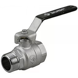 Кран шаровой ЗУБР полнопроходной "мама-папа", ручка, хромиров латунь, 1/2" 4-51321-C-1/2