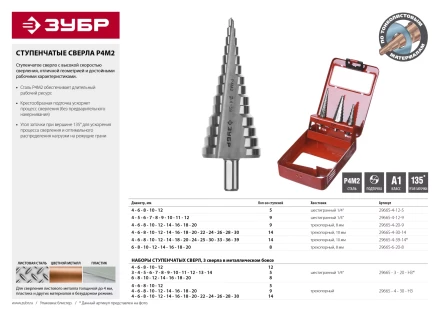 Наборы сверл ступенчатых серия МАСТЕР купить в Тюмени