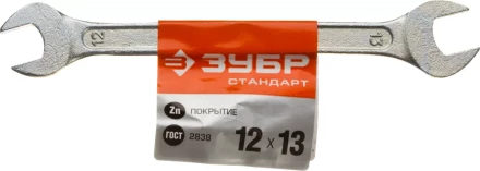 Ключ рожковый гаечный ЗУБР &quot;СТАНДАРТ&quot;, оцинкованный, 12х13мм 27115-12-13 купить в Тюмени
