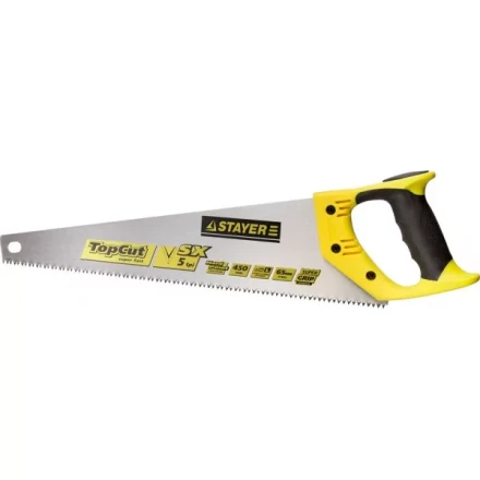 Ножовки по дереву (пила) STAYER TopCut 450 мм, 5 TPI, прямой крупный зуб 5 TPI: быстрый рез поперек волокон, для крупных и средних заготовок 1506-45_z01 купить в Тюмени