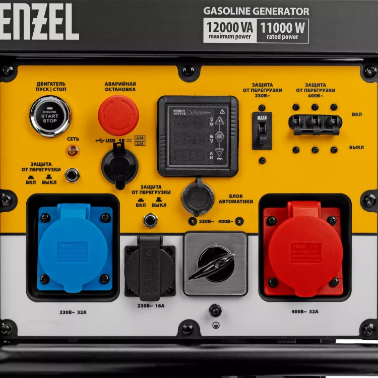 Генератор бензиновый Denzel PS-120EAD-3, 12 кВт,230/400 В, 40л, разъём ATS,перекл.режима,эл.старт купить в Тюмени