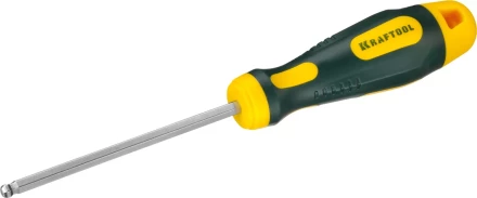 Отвертка KRAFTOOL, Cr-Mo-V сталь, двухкомпонентная противоскользящая рукоятка, HEX, №5x100мм 250075-5-100 купить в Тюмени