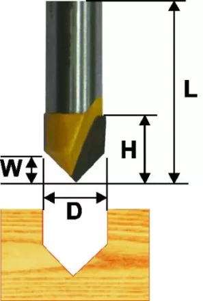 Фреза пазовая галтельная ф19 мм V-обр 90° хвостовик 12 мм 46092 купить в Тюмени