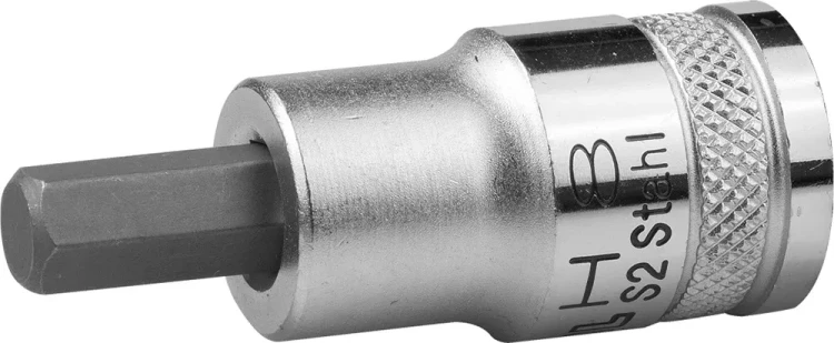 Торцовая бита-головка KRAFTOOL "INDUSTRIE QUALITAT", материал S2, HEX, сатинированная, 1/2", H8 27908-08_z01 купить в Тюмени
