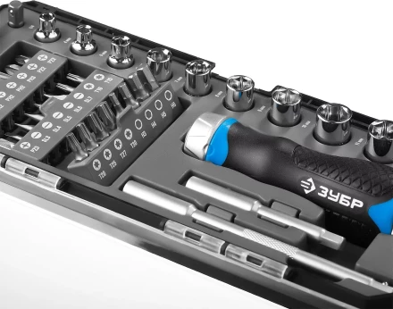 Набор ЗУБР &quot;ПРОФЕССИОНАЛ&quot;: Отвертка реверсив с двухкомп рукоят, насадки, CrMo, рукоят с отсеком для хранения бит, 38 предметов 25352-H38 купить в Тюмени