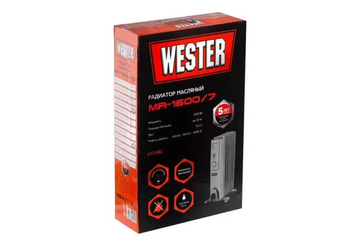 Масляный электрический радиатор WESTER MR1600/7 купить в Тюмени