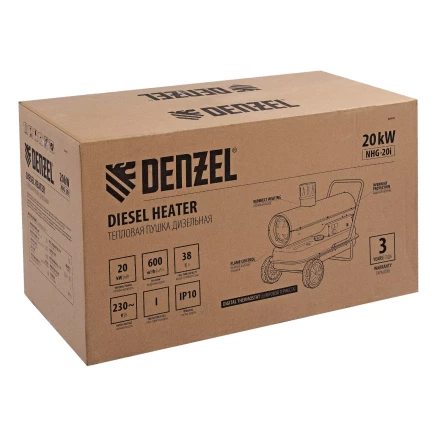 Дизельная тепловая пушка Denzel NHG-20i, 20 кВт, 600 м3/ч, непрямой нагрев, цифровой термостат купить в Тюмени