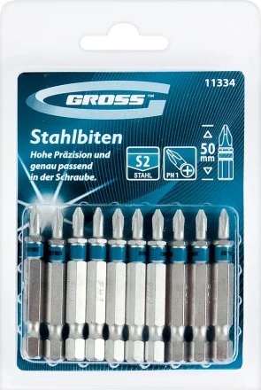 Набор бит РН3х50, сталь S2, 10шт GROSS 11336 купить в Тюмени