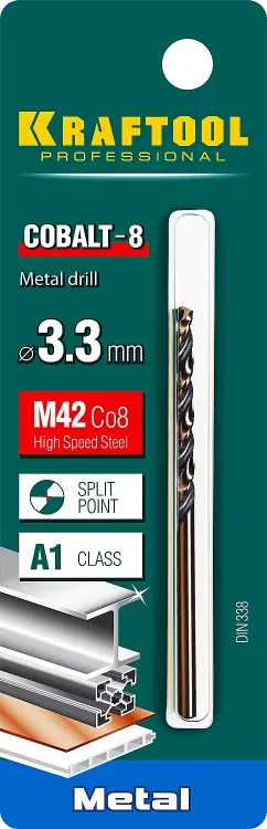 Сверла по металлу HSS-Co Оберон 29656-3.3 купить в Тюмени