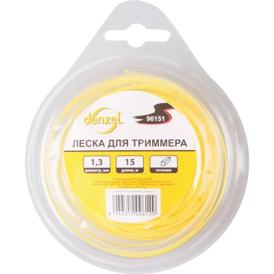 Леска для триммера квадратная, 1,3мм х 15м  Denzel Россия 96151