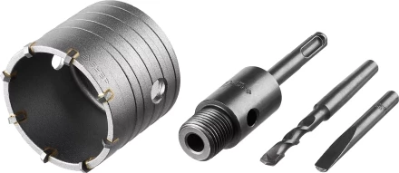 Коронка ЗУБР буровая, коническая посадка центрирующего сверла, SDS-Plus хвостовик, в сборе, 68мм 2918-68_z01 купить в Тюмени